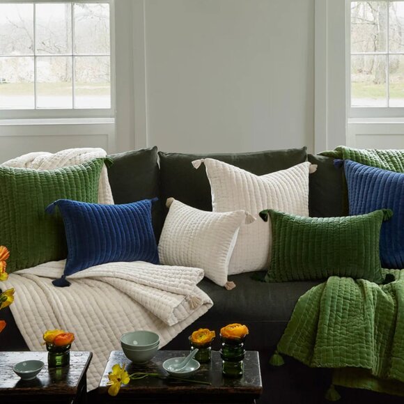 John Robshaw Velvet Moss Decorative Pillow - Picture 2 of 5